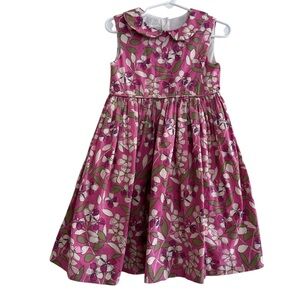 Vintage Plum Pudding Pink Floral Dress Sleeveless Toddler Girls Size 4 USA
